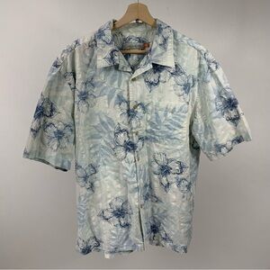 Mens Quiksilver Floral Hawaiian Printed Embroidered Button Down Casual Shirt L